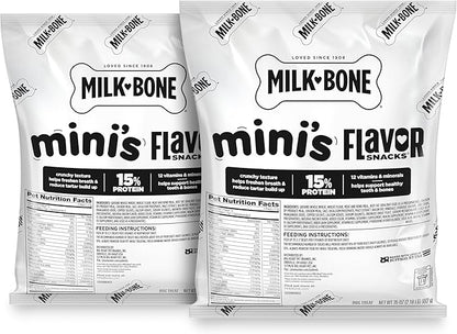 Milk-Bone Mini's Flavor Snacks Dog Treats, 35 Ounce Refill Packs (Pack of 2) Crunchy Texture Helps Reduce Tartar