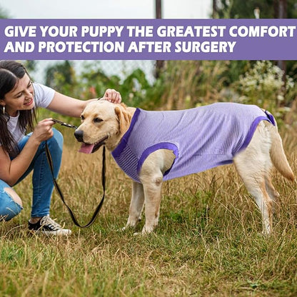 Dog Surgery Recovery Suit for Male Female, Spay Neuter Cone Alternative Surgical Onesie, Purple, XX-Large