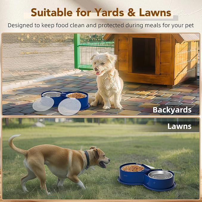 Newget Stainless Steel Dog Bowl Set with Lids, 304 Metal Dual Food & Water Bowls for Dogs & Cats, Large Capacity Pet Feeder with Cover Keeps Food Fresh, Anti-Skid Dog Dish for Small/Medium/Large Pets