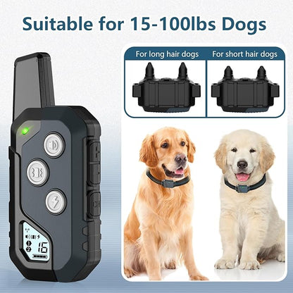 Shock Collar for Dogs, Dog Training Collar with Remote Control for 2 Dogs, 3 Training Modes with Beep, Vibration and Satic, Waterproof, Rechargeable for Large Medium Small