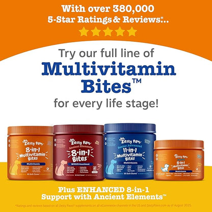 Zesty Paws 10-in-1 Dog Multivitamin - Gut, Immune, Joint, Skin & Coat Support, and More - Dog Vitamins and Supplements Powder - Pet Supplements with Omega Fish Oil & VitaFiber - Salmon - 30 Ct