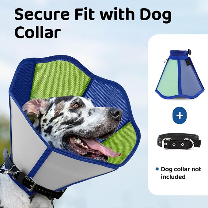 Cone for Dogs to Stop Licking - Soft Dog Cone with Double-Layer Design, Small Dog Cones Collar Alternative, Adjustable Pet Recovery Collar for Dogs After Surgery, Blue S