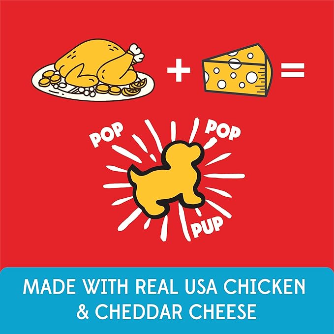 Pup Corn Plus - Puffed Dog Treats with Prebiotics and Probiotics - Chicken & Cheddar Cheese (14.5oz) - Made in USA