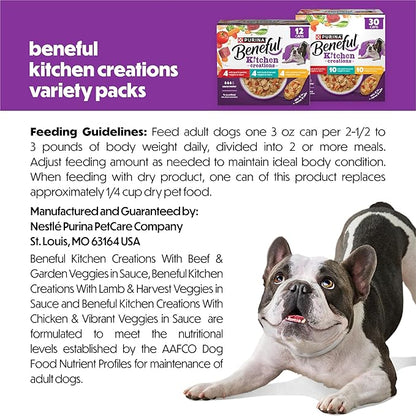 Purina Beneful Kitchen Creations With Beef, Chicken, or Lamb Wet Dog Food Variety Pack - (Pack of 30) 3 oz. Cans