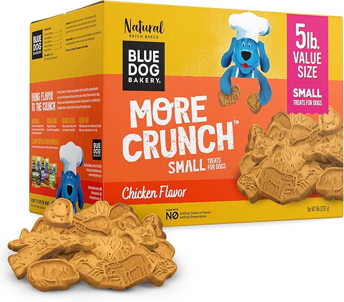 Blue Dog Bakery More Crunch Small Chicken Treats, Dog Biscuits for All Breeds, Healthy Treats, All Natural, 5 lb Box (Pack of 1)