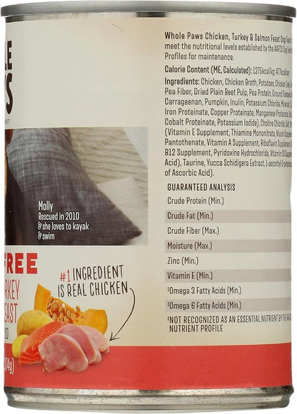 Whole Paws, Whole Paws, Chicken, Turkey and Salmon Dog Food, 13.2 Ounce