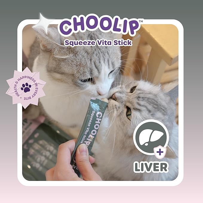 Choolip Squeeze Vita Stick Lickable Cat and Dog Treats, 7-Count Liver Support, Salmon and Lobster with Milk Thistle, CoQ10 and Vitamin E, Vet-Formulated