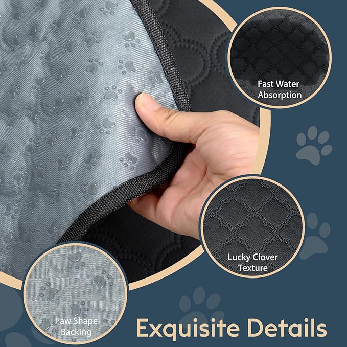 FunFurry Washable Guinea Pig Cage Liner - 2 Pack Reusable Washable Pee Pads，Waterproof Guinea Pig Bedding for Small Animal - Rabbit Bunny Hamster Puppy (Dark Grey, 24" X 47" - 2 Pack)
