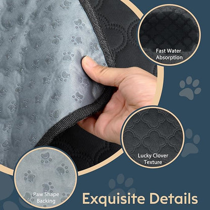 FunFurry Washable Dog Pee Pads - 2 Pack Reusable, Waterproof Puppy Pads, Super Absorbent with Dog Paw Shape Non-Slip Backing (Dark Grey, 36" X 36")