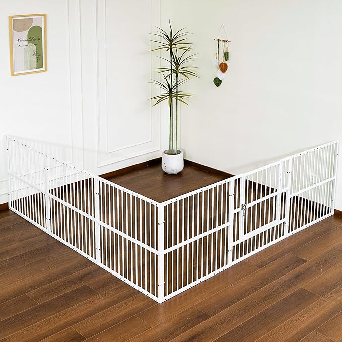 Dog Playpen - 32" Height Dog Pen, Heavy Duty Puppy Pen with Door, Safe & Sturdy, Easy Assemble for Indoor/Outdoor Pet Playpen