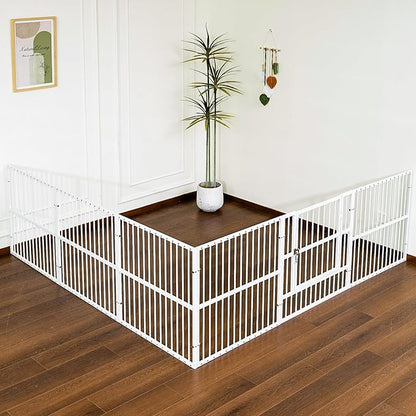 Dog Playpen - 32" Height Dog Pen, Heavy Duty Puppy Pen with Door, Safe & Sturdy, Easy Assemble for Indoor/Outdoor Pet Playpen (10 Panels with Door, White)