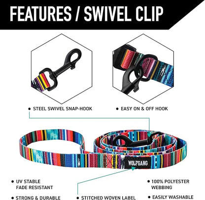 Wolfgang Heavy Duty Dog Leash, Pull-Tested to Over 800 lbs for Walking & Training, Quetzal Print, Small