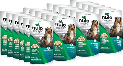 Nulo Freestyle Chicken, Duck, & Kale in Broth Real Meat Dog Food Topper, 2.8 Ounce (Pack of 24)