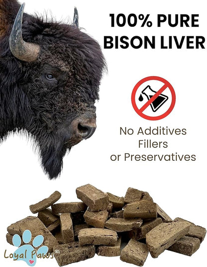 Freeze Dried Bison Liver Dog Treats, Single Ingredient, USA Made, High Protein, Grain Free, All Natural, High-Value Training Treats for Dogs, 6 oz