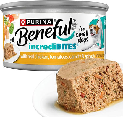 Purina Beneful Small Breed Wet Dog Food, IncrediBites Loaf With Real Chicken Recipe - (Pack of 12) 3 oz. Cans