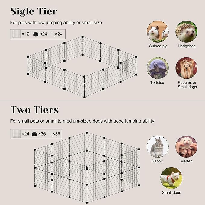 Dog Playpen 12Panels,43.7x43.7x13.8 inches Pet Play Pen House for Medium/Small Dogs Adjustable Dogs Guinea Pig Cage Fence Pen