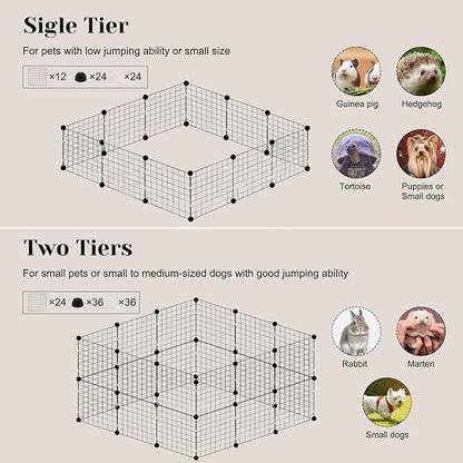 Dog Playpen 12Panels,43.7x43.7x13.8 inches Pet Play Pen House for Medium/Small Dogs Adjustable Dogs Guinea Pig Cage Fence Pen