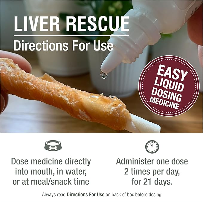 HomeoPet Liver Rescue, Safe and Natural Liver-Support Supplement for Cats, Dogs, and Other Small Animals, 15 Milliliters