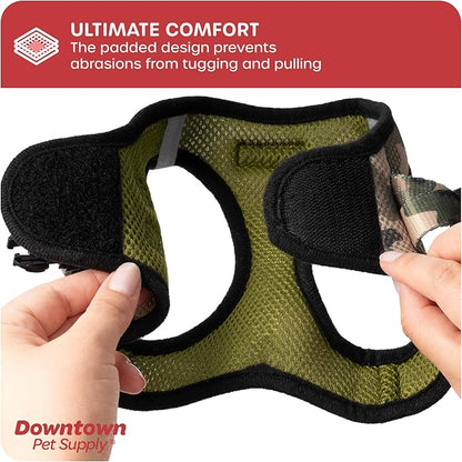 Downtown Pet Supply Step in Dog Harness for Small Dogs No Pull, Small, Camo Green - Adjustable Harness with Padded Mesh Fabric and Reflective Trim - Buckle Strap Harness for Dogs