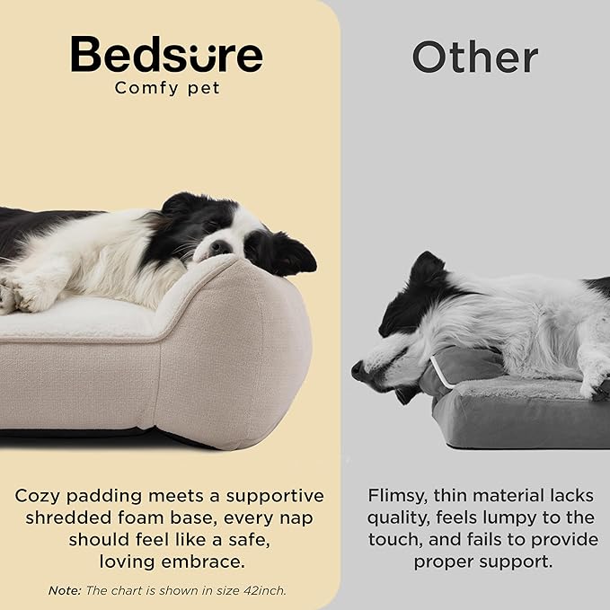 Bedsure SupportMax™ XL Orthopedic Dog Beds Large Sized Dog - As Seen on TV Extra Thick Supportive Dogs Couch with Waterproof Washable Cover, Extra Large Comfort Pet Sofa with Soft Sherpa, Beige
