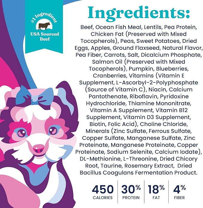 Solid Gold Toy & Small Breed Dry Dog Food Small Bites – Real Beef, Grain Free, Gluten Free, High Fiber Kibble with Probiotics for Gut Health & Digestion Support – Healthy Dog Food All Ages – 11LB