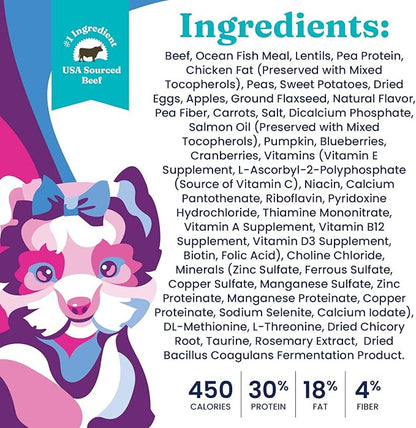 Solid Gold Toy & Small Breed Dry Dog Food Small Bites – Real Beef, Grain Free, Gluten Free, High Fiber Kibble with Probiotics for Gut Health & Digestion Support – Healthy Dog Food All Ages – 11LB