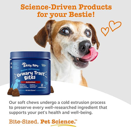 Zesty Paws Senior Cranberry Supplement for Dogs - Bladder Control for Senior Dogs - Urinary Tract Support - Cranberry Chews - Immune & Gut Support - Chicken - 90 Count