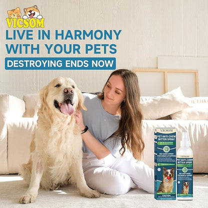 No Chew Spray For Dogs, Bitter Apple Spray For Dogs Stop Chewing Furniture, Shoes, Prevent Licking Bandages, No Alcohol & Trace, Safe Dog Training & Behavior Aids Spray, 6.76 FL Oz, Indoor & Outdoor