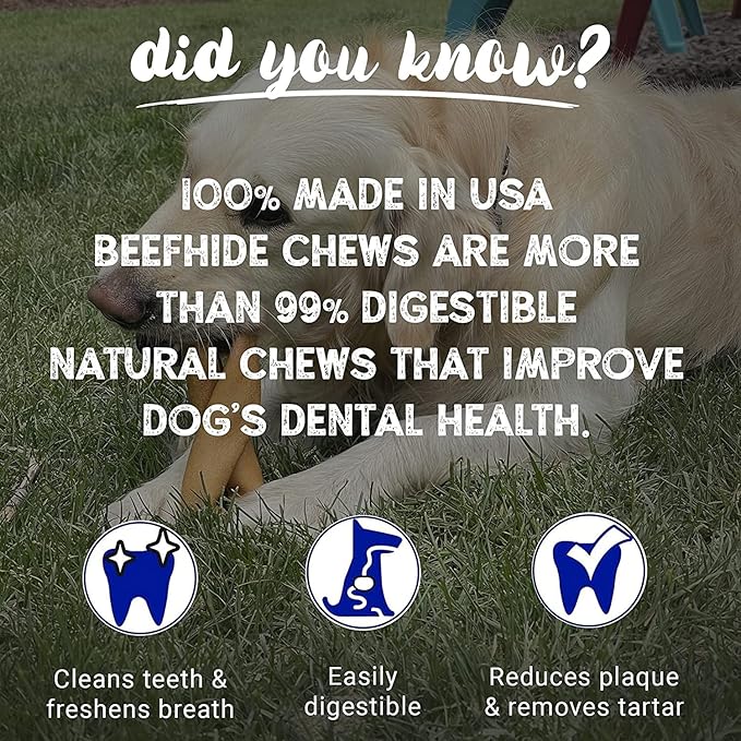 Pet Factory 7in Braided Beefhide Dog Chew Sticks with Peanut Butter Flavor - 100% USA Made Rawhide Chews for Medium Dogs,Long Lasting Dental Health,7 inches,6 Count (Pack of 2)