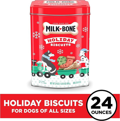 Milk-Bone Limited Edition Holiday Dog Treats, Small Biscuits, 24 Ounce Reusable Tin (Pack of 2)