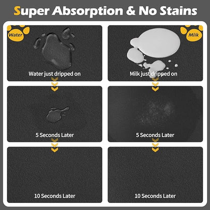 Pet Feeding Mat-Absorbent Dog Mat for Food and Water Bowl-Accessories Pet Supplies- Bowl for Messy Drinkers-No Stains Quick Dry Dog Water Dispenser Mat (12"x19", Dark Grey)