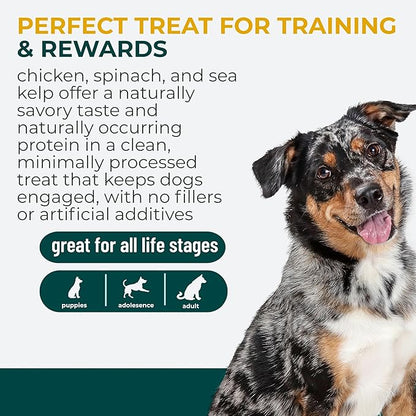 Momentum Carnivore Nutrition Freeze-Dried Chicken, Spinach & Sea Kelp Dog Treats & Cat Treats – Single-Ingredient Recipe, High-Protein, Grain-Free, Natural Superfood Blend – Made in USA – 3 oz Bag