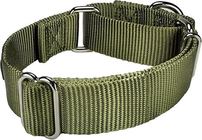 Mikivery Martingale Dog Collar Nylon Adjustable and Safety Training Colourful Comfortable Metal Buckle Pet Collars for Small Medium and Large Dogs(Military Green,M)