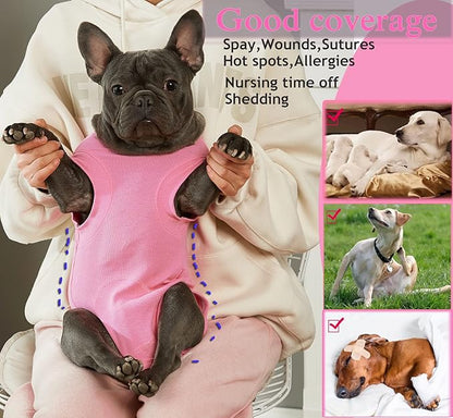 Recovery Suit for Dogs,Dog Cone Alternative Zipper Surgery Suit Female Spay,Soft Dog Surgery Suit for Anti Licking,Breathable Surgical Suit for Dogs Female Spay