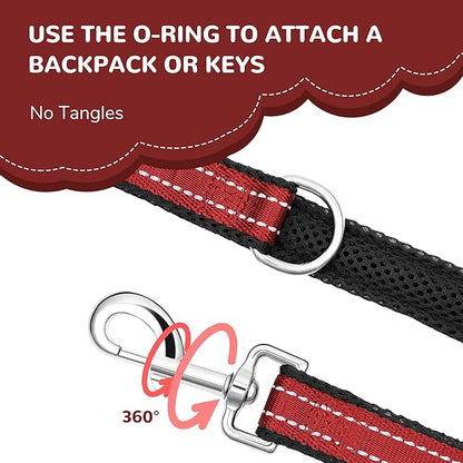 Reflective Dog Collar and Leash Set for Large Dogs, 4 FT/5 FT Dog Leash, Handle with an O-ring, Adjustable Mesh Padded Large Dog Collar with Quick Release Buckle-Red