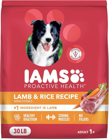 IAMS Proactive Health Dry Dog Food, Adult Dog Food Dry Recipe, Lamb & Rice, 30 lb. Bag