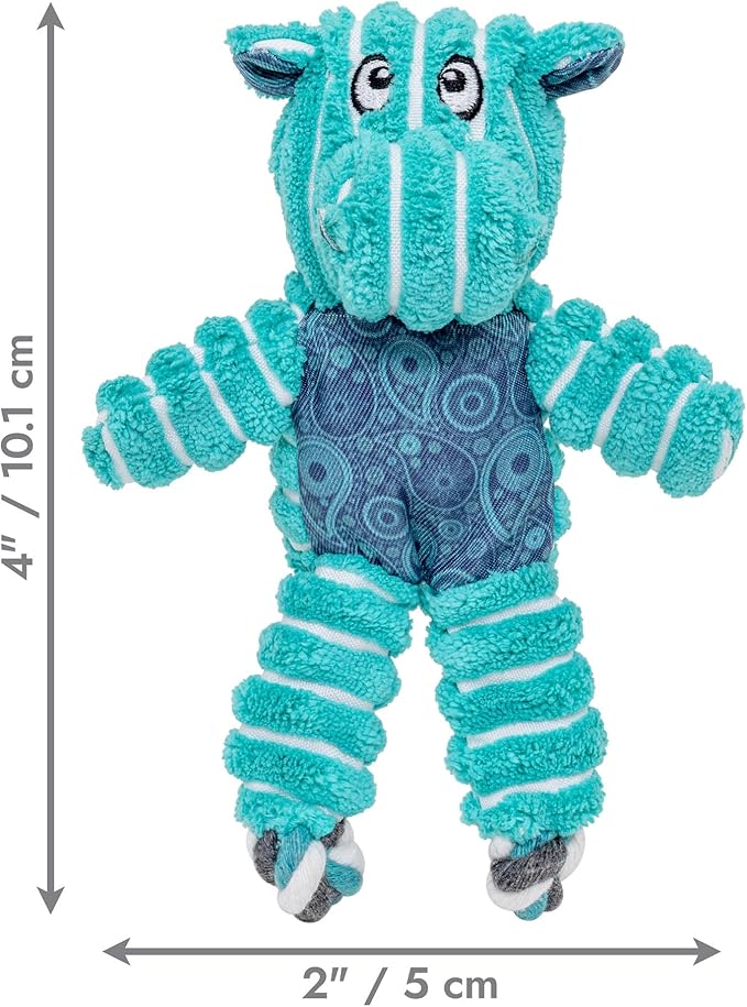 KONG Floppy Knots - Durable No‑Stuffing Squeaky Rope & Plush Dog Toy - for Teething, Playing (Hippo, X-Small)
