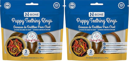 N-Bone Puppy Teething Rings Taste of Texas Chicken Fajitas Flavor 3 Count (Pack of 2)