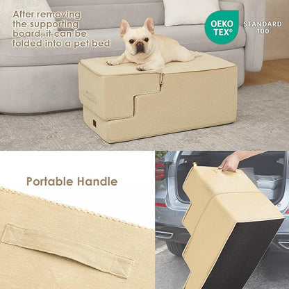 EHEYCIGA Dog Stairs for High Bed 22.5" H, 5-Step Dog Steps for Bed, Pet Steps for Small Dogs and Cats, Non-Slip Balanced Pet Ramp Indoor, Graige