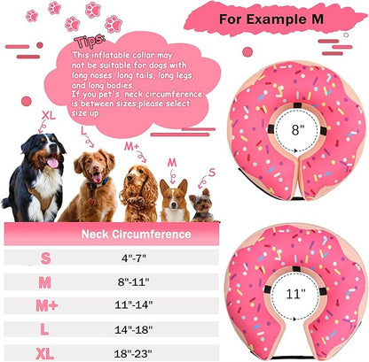 Inflatable Cone Collar for Large Medium Small Dogs, Soft Adjustable Recovery Collar for Dogs Cats,Dog Cone Neck Donut Alternative After Surgery(Pink,Large