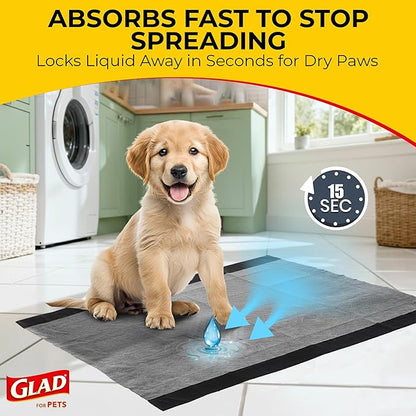 Glad for Pets Extra Large Charcoal Dog Training Pads, Absorbent Leak Proof Pee Pads for Dogs and Puppies, Odor Control Potty Pads with Activated Carbon, 28 x 30 Inches, 30 Count
