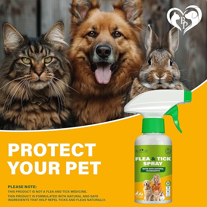 Natural Flea and Tick Home Spray for Dogs, Cats & Ferret - Mosquito, Bug Repellent & Carpet Flea Killer - Pet Pest Control & House Flea Treatment Indoor - Organic Prevention for Safe