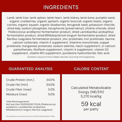 Stella & Chewy's Freeze-Dried Raw Dinner Patties - Dandy Lamb Recipe - High Protein Grain-Free Puppy & Dog Food - Perfect For Picky Eaters - 25 oz