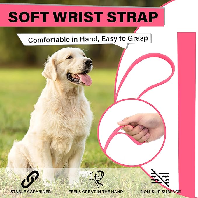 Dog Training Leash - Long Line for Recall & Obedience, Nylon Training Lead with Padded Handle, 15 ft / 20 ft / 30 ft / 50 ft / 100 ft - Long Leash for Dogs Outside, Small/Medium/Large