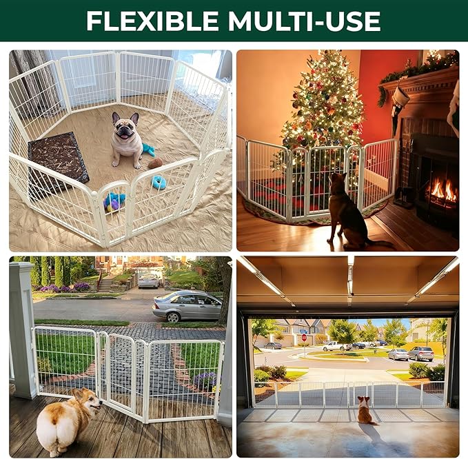 FXW Dog Gate Extra Wide Designed for Indoor Use, Adjustable Width Up to 92-inch Wide (24" H 4 Wire Panels for Puppies and Small Dogs), Black