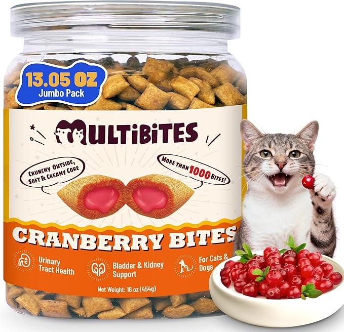 13.05 oz Urinary Tract CatTreats - Cranberry Cat Treats for UTI, KidneySupport, Bladder Control - Chicken &Cranberry Flavor, Crunchy Snacks for Kittens