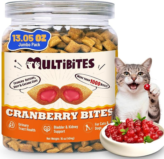 13.05 oz Urinary Tract CatTreats - Cranberry Cat Treats for UTI, KidneySupport, Bladder Control - Chicken &Cranberry Flavor, Crunchy Snacks for Kittens