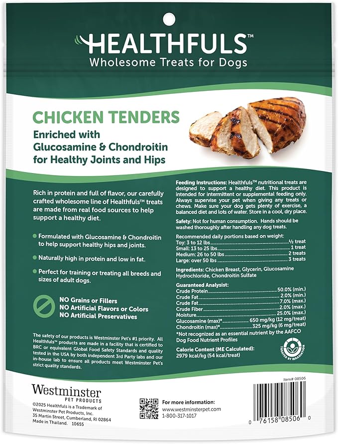 Healthfuls Chicken Tenders Dog Treats with Glucosamine & Chondroitin, 11oz