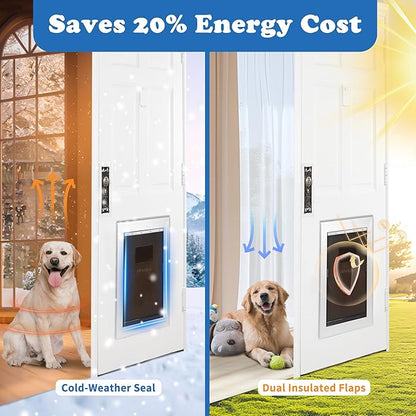 XL Dog Door for Door - Aluminum, Lockable for Safety, Easy in & Out, Extreme Weather Resistant, Up to 220 lbs