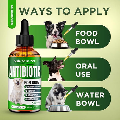 Dog Antibiotics for Infections, Cough, & Itching | Natural Antibiotics for Dogs for All Ages to Promote Wound Healing | Dog UTI Treatment and Tooth Infection Treatment | Chicken Flavor | 2 Oz